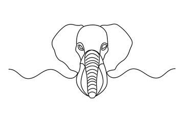 Minimalist elephant outline in single line style