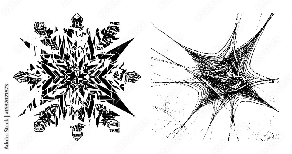Poster vector abstract geometric shapes create a dynamic starburst and fractured floral .