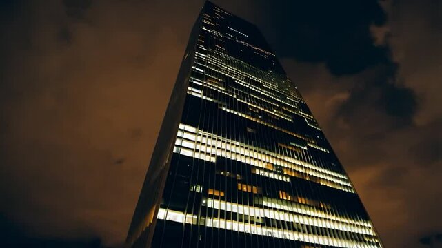 Illuminated skyscraper at night