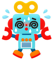 暑くて目を回しているロボット