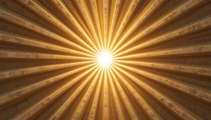 Obraz premium Golden radiating structure with central light source