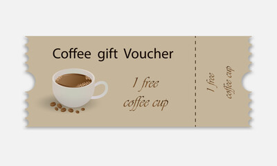 Ticket for a free cup of coffee.	