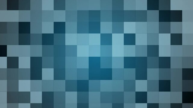 Digital blue square animation. Pixel animation with greenish blue with dark background.  