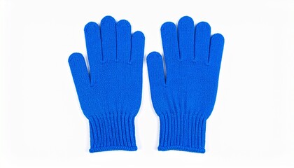 Obraz premium knitted gloves. gloves isolated on white background. gloves a top view.blue gloves .