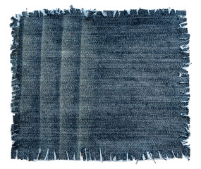 Piece of torn denim on a white background. Denim texture