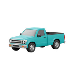 3D blue pickup truck icon