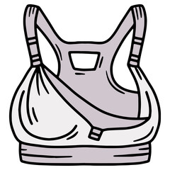 Hand drawn vector illustration of a nursing bra for mother, grey color