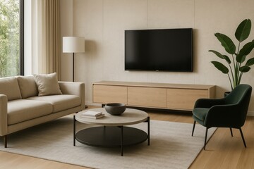 Modern minimalist living room design.
