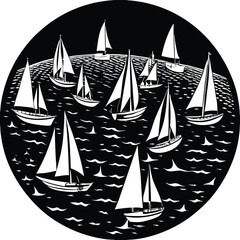 A sailboat ship silhouette on white background	