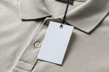 Apparel tag label mockup. A mockup showcasing a white rectangular label, ideal for product branding and design presentations, featuring an up-swing tag style.
