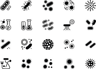Bacteria Bacteria Virus Shapes Silhouettes Microbe Scientific Icon Silhouettes Vector Set