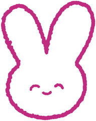 핑크색 선으로 그린 토끼 얼굴 일러스트 스티커 © titi.drawing