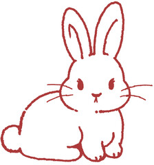 앉아있는 토끼 라인 드로잉 일러스트 © titi.drawing