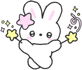 별 지팡이를 든 토끼 캐릭터 일러스트 © titi.drawing