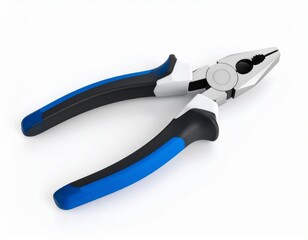 Obraz premium Wire cutter pliers with blue handles isolated on white background