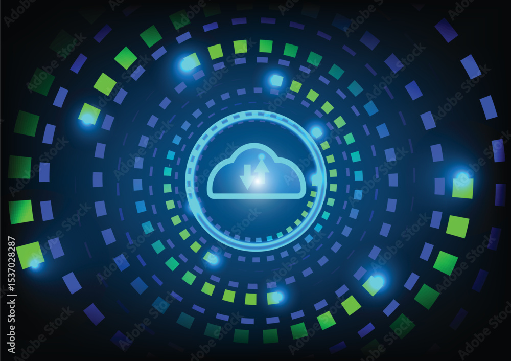 Poster cloud technology, cyberspace storage. concept of digital network security connection, digital busine
