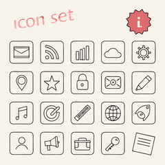 Collection of simple line icons for web and app design