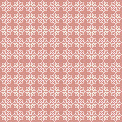 Ornamental seamless pattern with abstract shapes on pink background