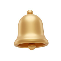 Golden Notification Bell Icon 3D Render Alert Symbol