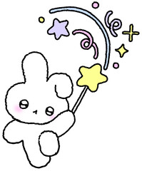 마법 지팡이를 든 귀여운 토끼 일러스트 © titi.drawing
