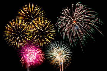 Abstract Fireworks Stock Image In Black Background