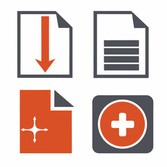 Obraz premium Download document file icons set data transfer plus medical cross