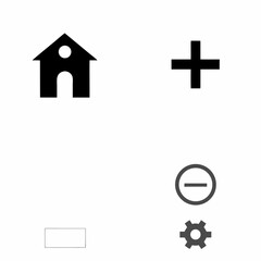 Simple black icons home plus minus rectangle gear
