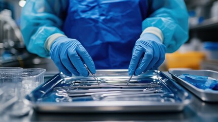 Surgical preparation action hospital operating room medical procedure sterile environment close-up view healthcare concepts