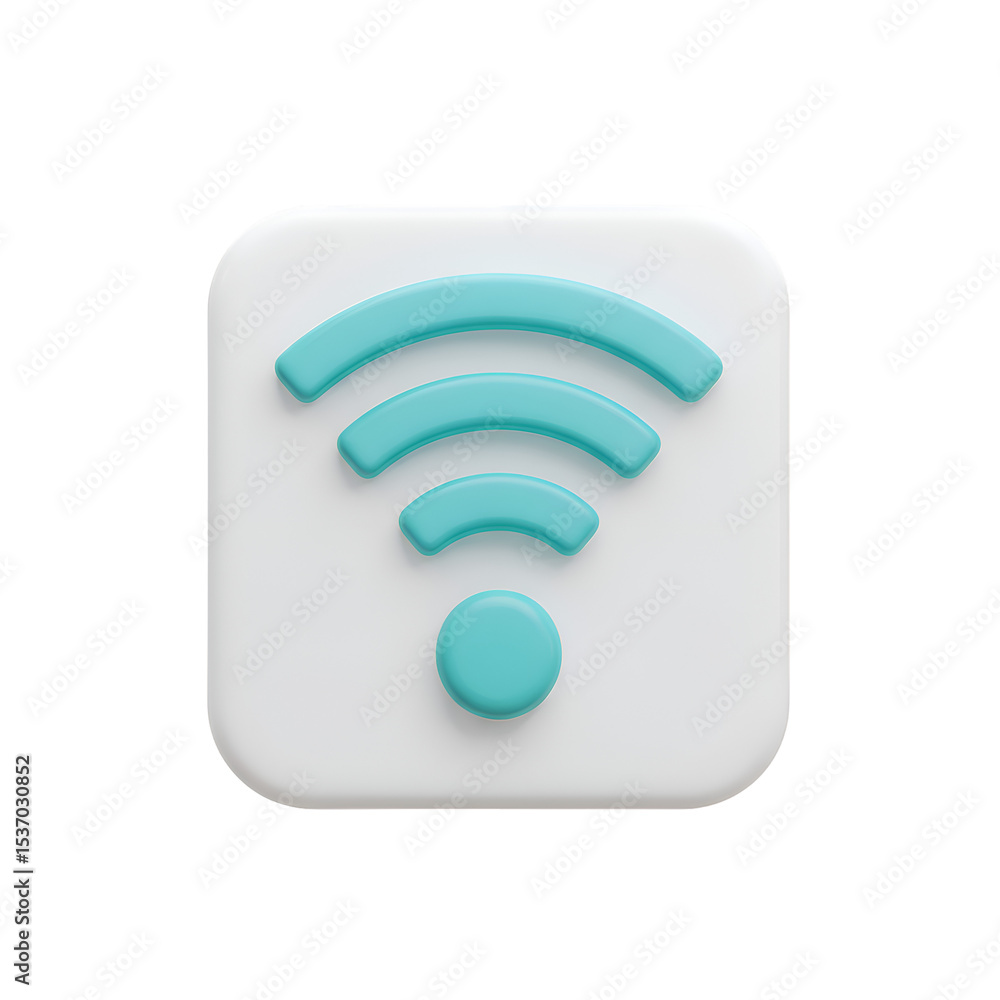 Poster white wifi icon 3d render wireless internet signal