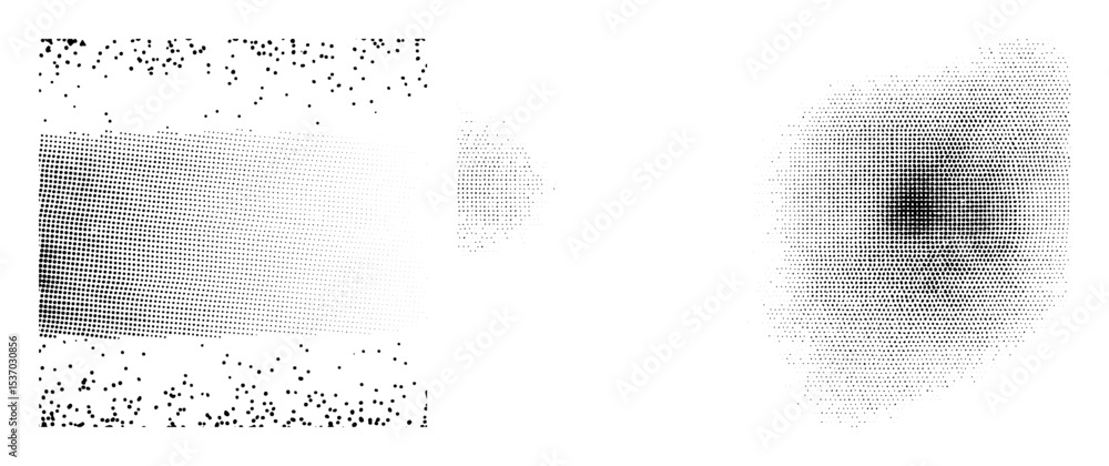 Poster Vector Abstract portrait composed of scattered dots and lines.