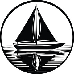 A sailboat ship silhouette on white background	