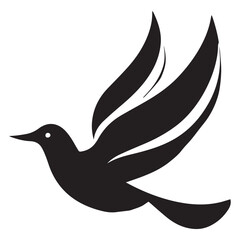 Obraz premium Stylized black silhouette of a dove in flight