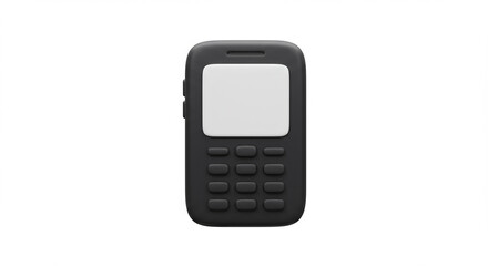 Black mobile phone.  3d rendering isolated on white background.  Cartoon plastic style icon