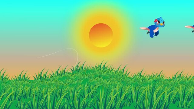 Sunshine morning 2d cartoon background animation