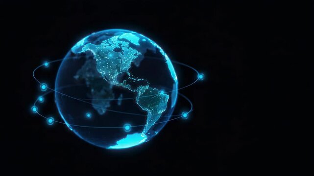 Glowing digital earth global network illustration