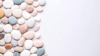 Pebbles Arranged in a Chaotic Pattern on a White Background