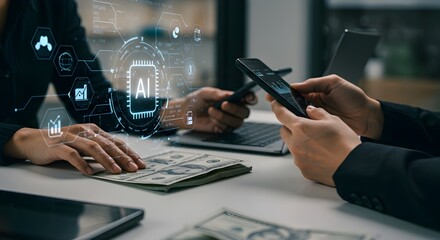 Crecimiento empresarial y económico en la red comercial global, análisis de datos de financiación y banca, acciones, IA, tecnología y conexión de datos, seguridad, blockchain y redes, estrategia comer