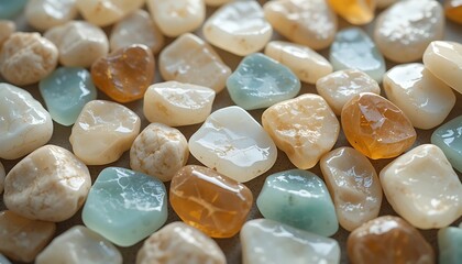 Smooth polished tumbled stones in warm hues