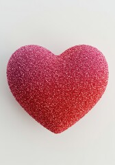Obraz premium Glittery Red Heart Shape - A close-up shot of a sparkly red heart, perfect for Valentine's Day or romantic themes. The heart is textured and shows a subtle ombre effect