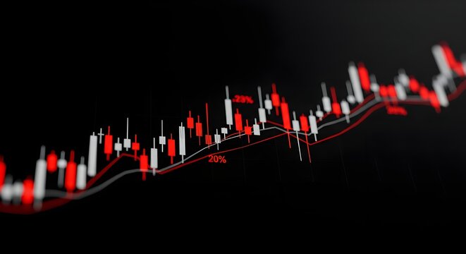 Primer plano de un gráfico de línea de tendencia a la baja en una pantalla digital que muestra una caída significativa en las ganancias, con gráficos financieros y datos borrosos en el fondo, enfatiza