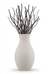 Modern minimalist home decor white vase with dark branches
