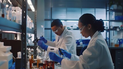 Medical researchers conducting experiments, research background of medical teams.