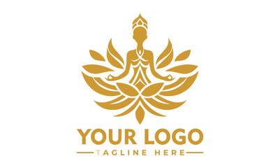 Serene woman meditating in lotus pose surrounded by a beautiful blue and pink lotus flower. Spiritual wellness concept