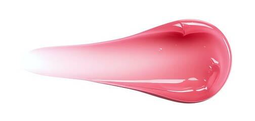 Glossy pink lip gloss smear with a gradient effect on a clean white background.