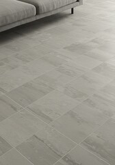 Fototapeta premium Modern Gray Tile Flooring - Stylish gray tiles create a contemporary and elegant look for any room. Perfect for living spaces, kitchens, or bathrooms