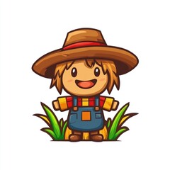 Cartoon scarecrow, happy expression