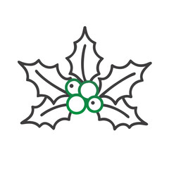 Professional holly berry sprig illustration with transparent background