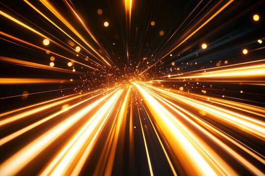 Golden light streaks explode outward