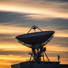 satellite dish antenna  at sunset