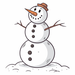Cheerful snowman illustration with hat isolated on white background